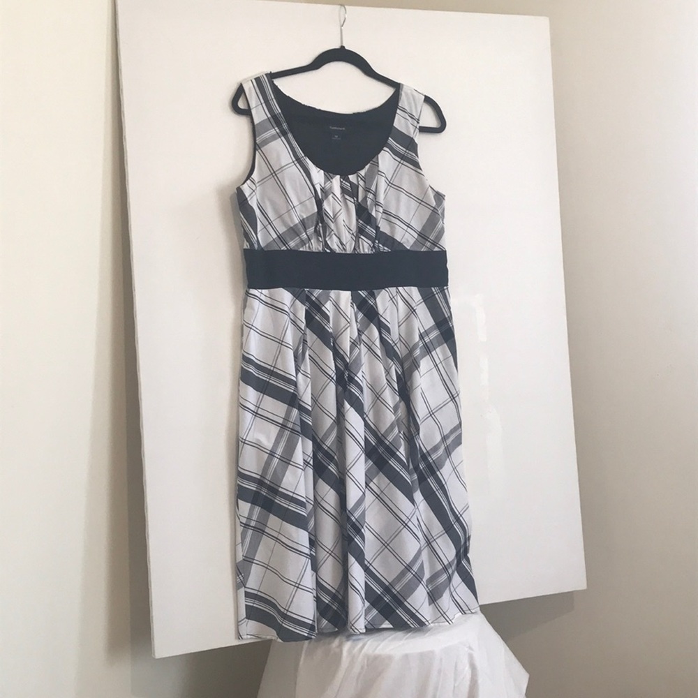 Black and white plaid cotton dress